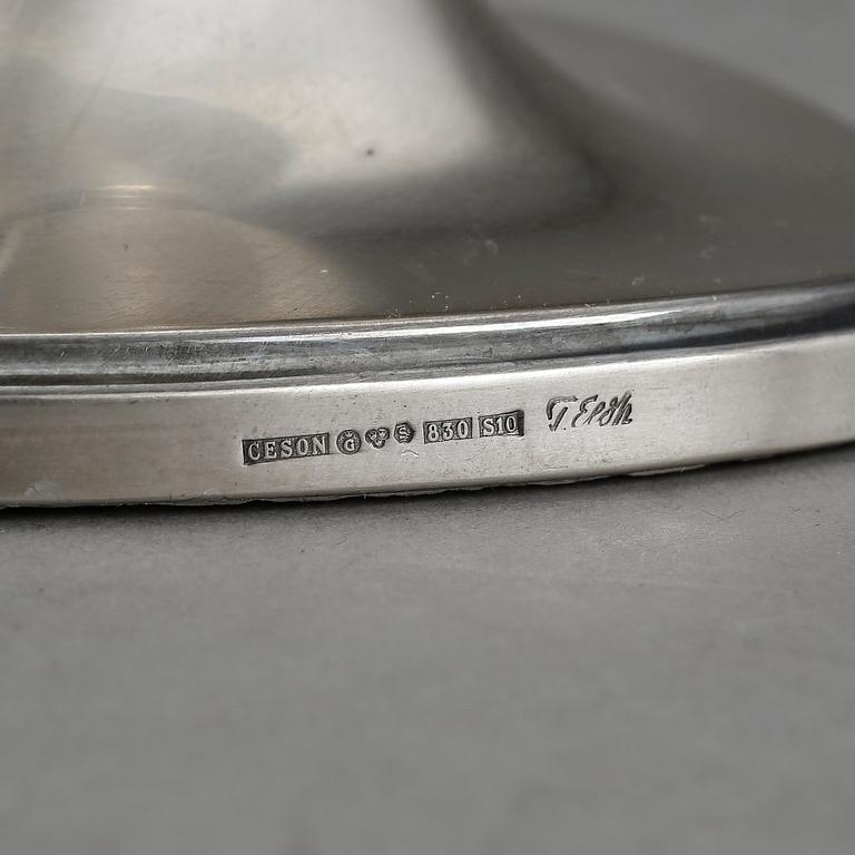 LJUSSTAKAR, 4 st, silver. Tore Eldh, Ceson, Göteborg, 1992.