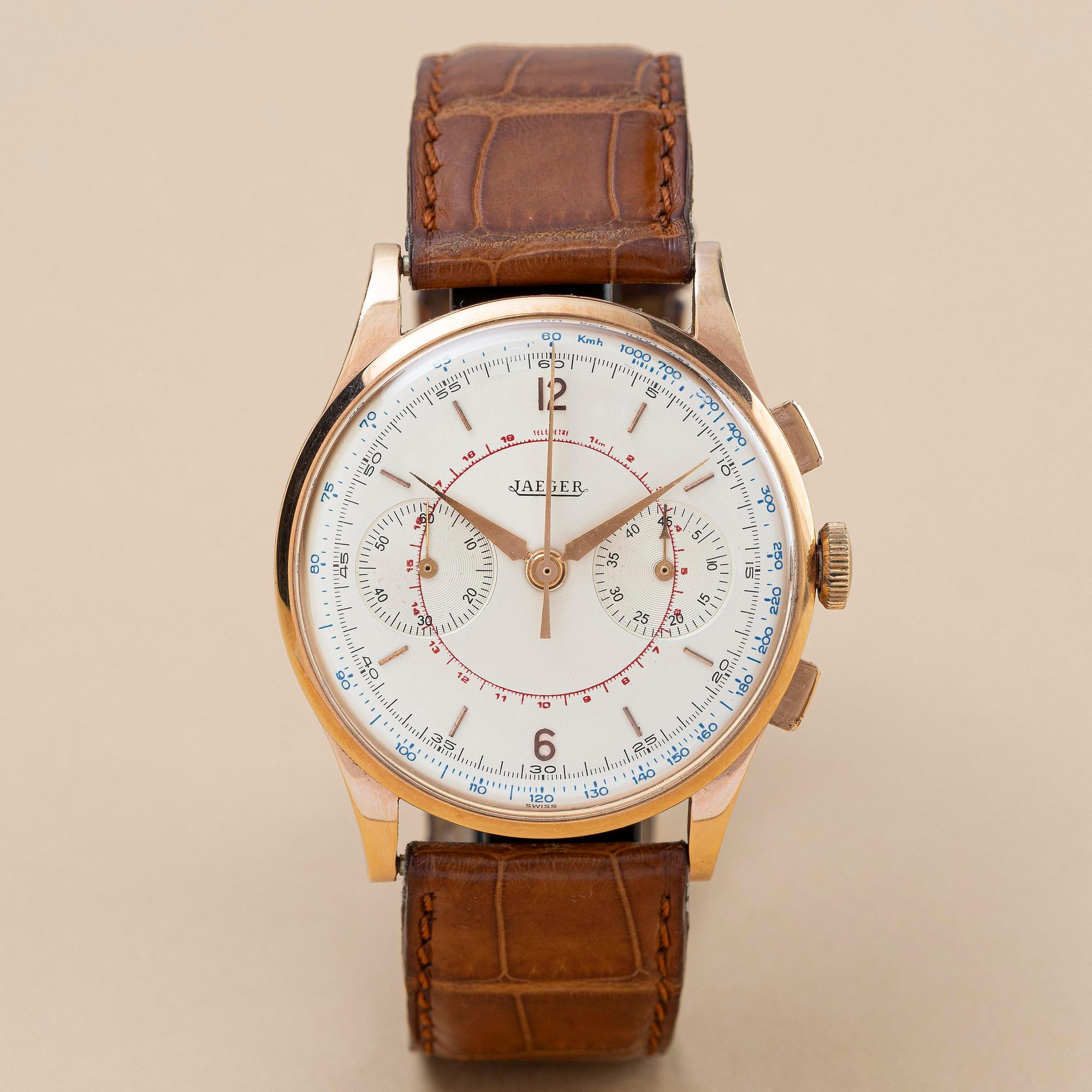 Jaeger, "By Universal Genève", "Jumbo", chronograph, ca 1950.