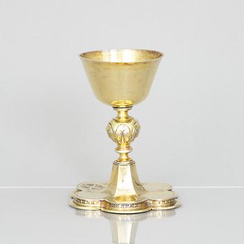 A 17th/18th century, possibly German, silver-gilt cup, unmarked.