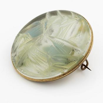 René Lalique, a brooch, glass, with a motif of crickets.