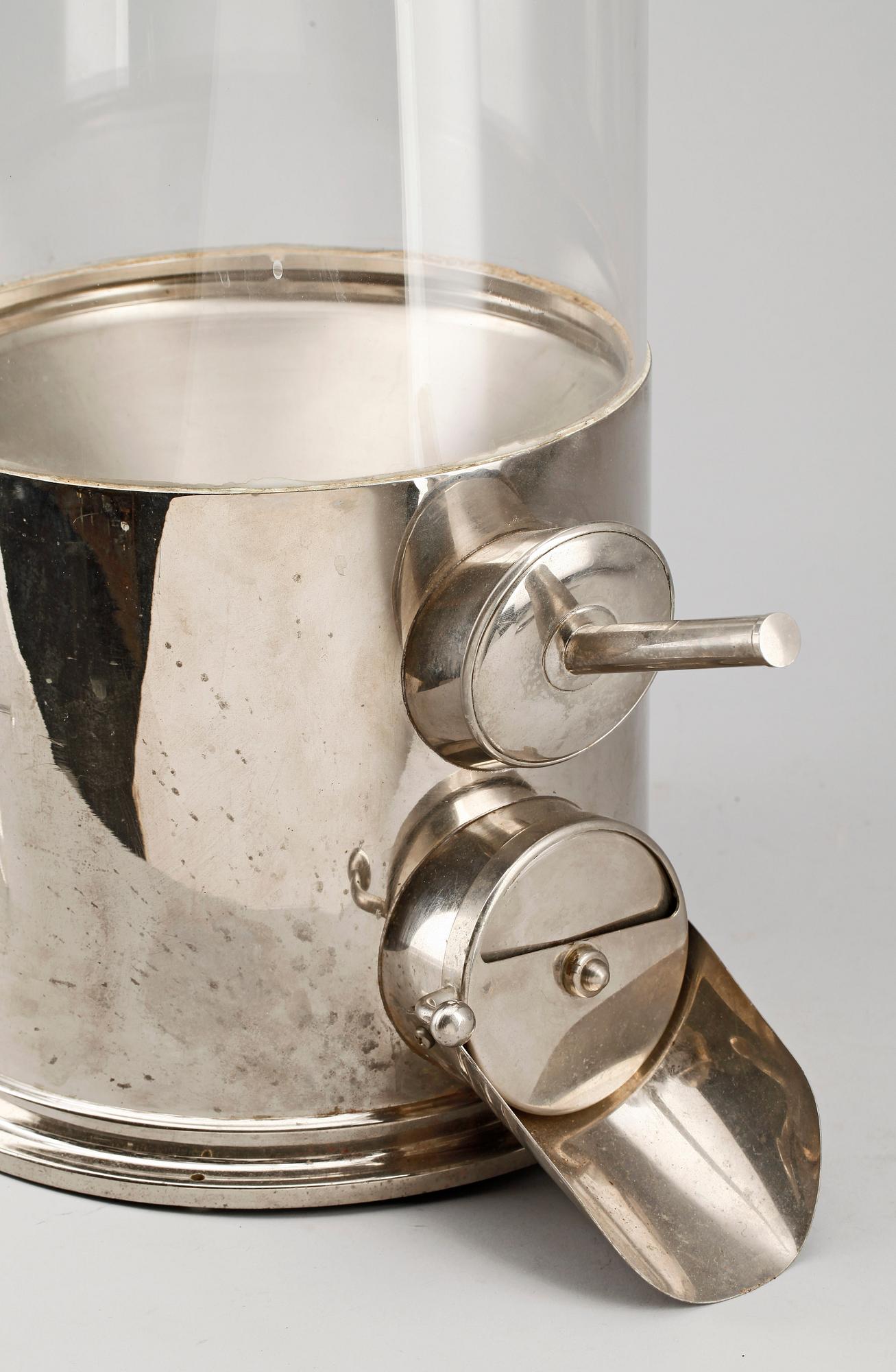 KAFFEBEHÅLLARE, glas och metall, 1900-talets första hälft.