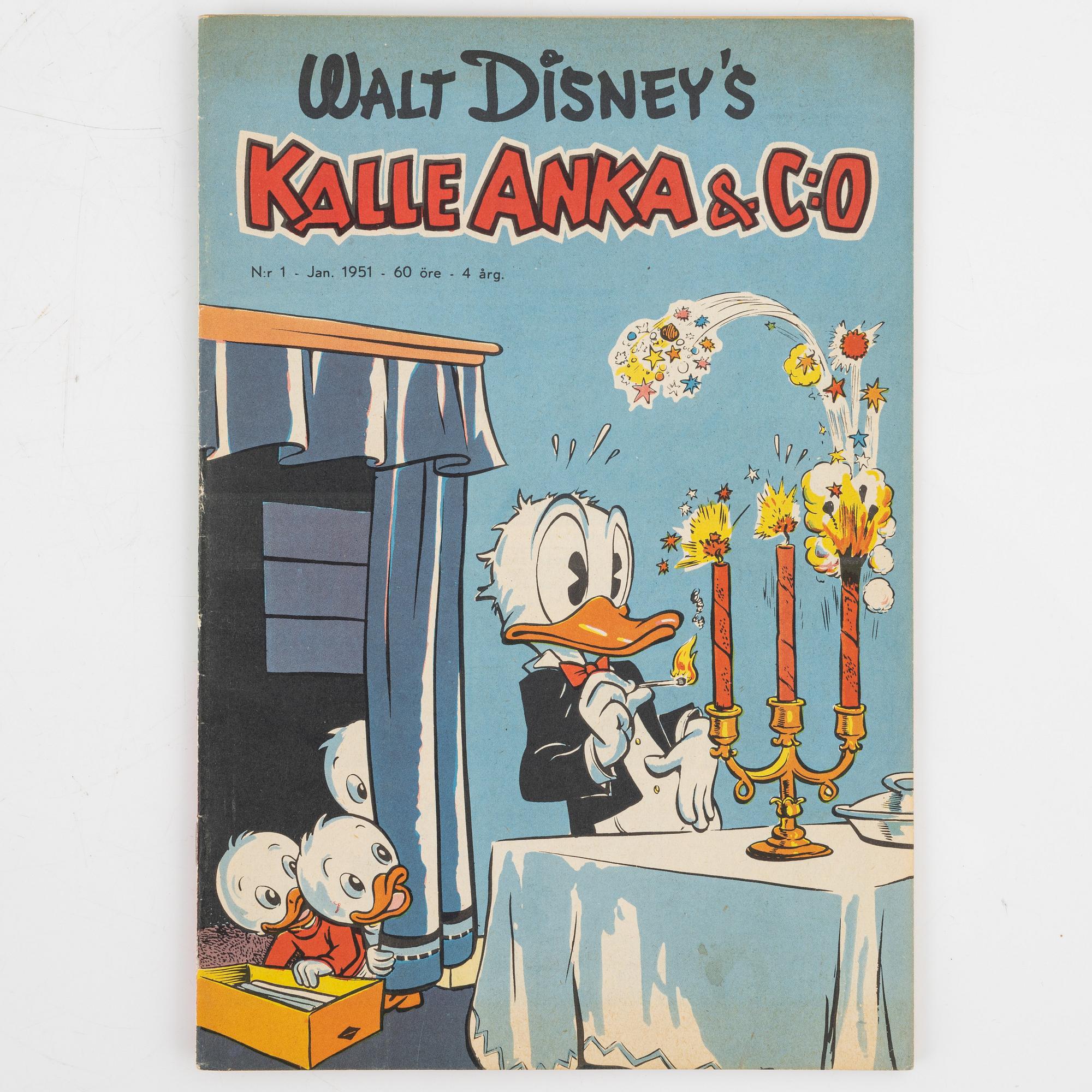Serietidningar, "Kalle Anka & Co", 12 st, komplett årgång 1951.