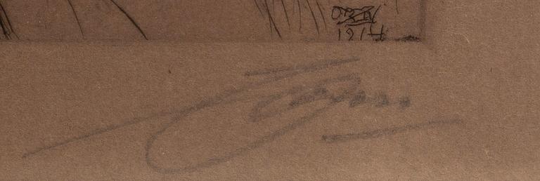 Anders Zorn, a signed etching from 1914.