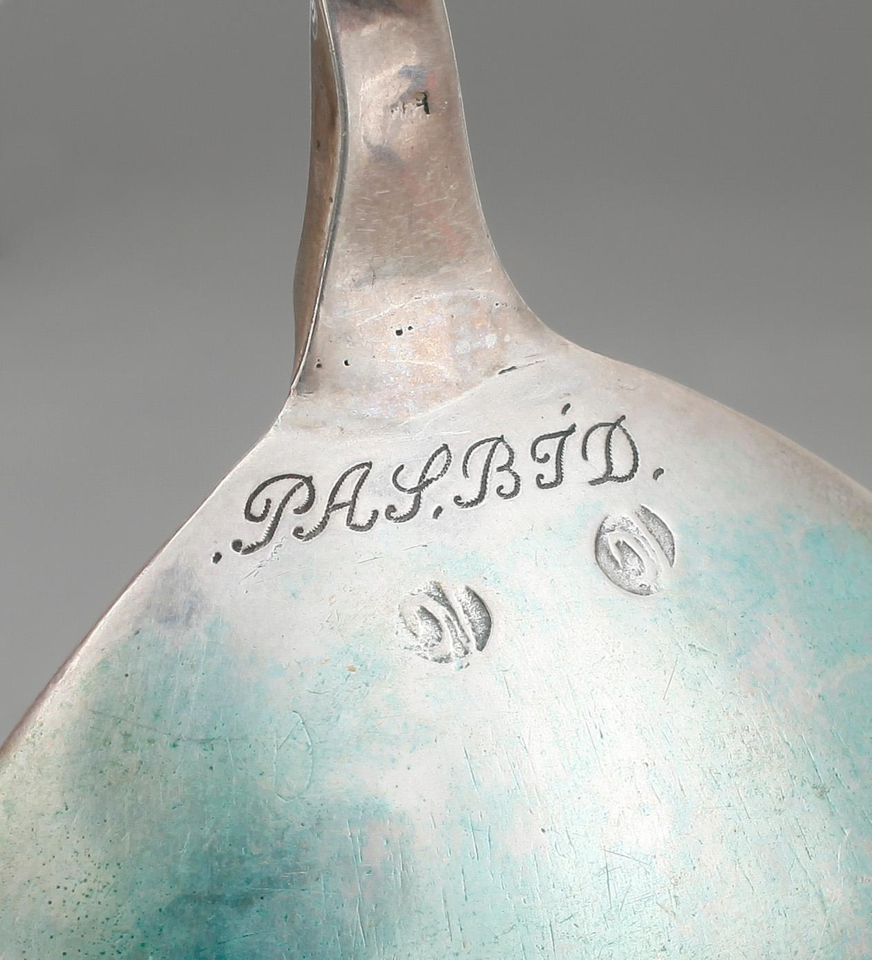 SUPSKED, silver, Nils Grubb, verksam 1725-56(58) i Hudiksvall. Vikt ca 42 gram.