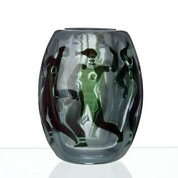 A Vicke Lindstrand 'graal' glass vase, Orrefors, Sweden 1937.