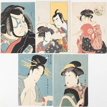 Five woodblock prints from a publication by "Tokyo Bijutsu Kankokai" (Tokyo Art Publishing Association" early 1900s.