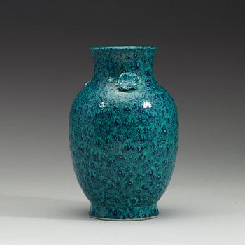 A robin's egg glazed vase, Qing dynasty, late 19th century.