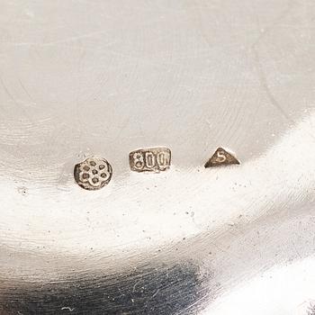 A tray with ashtrays, silver and glass, Czechoslovakia 1942-1945.