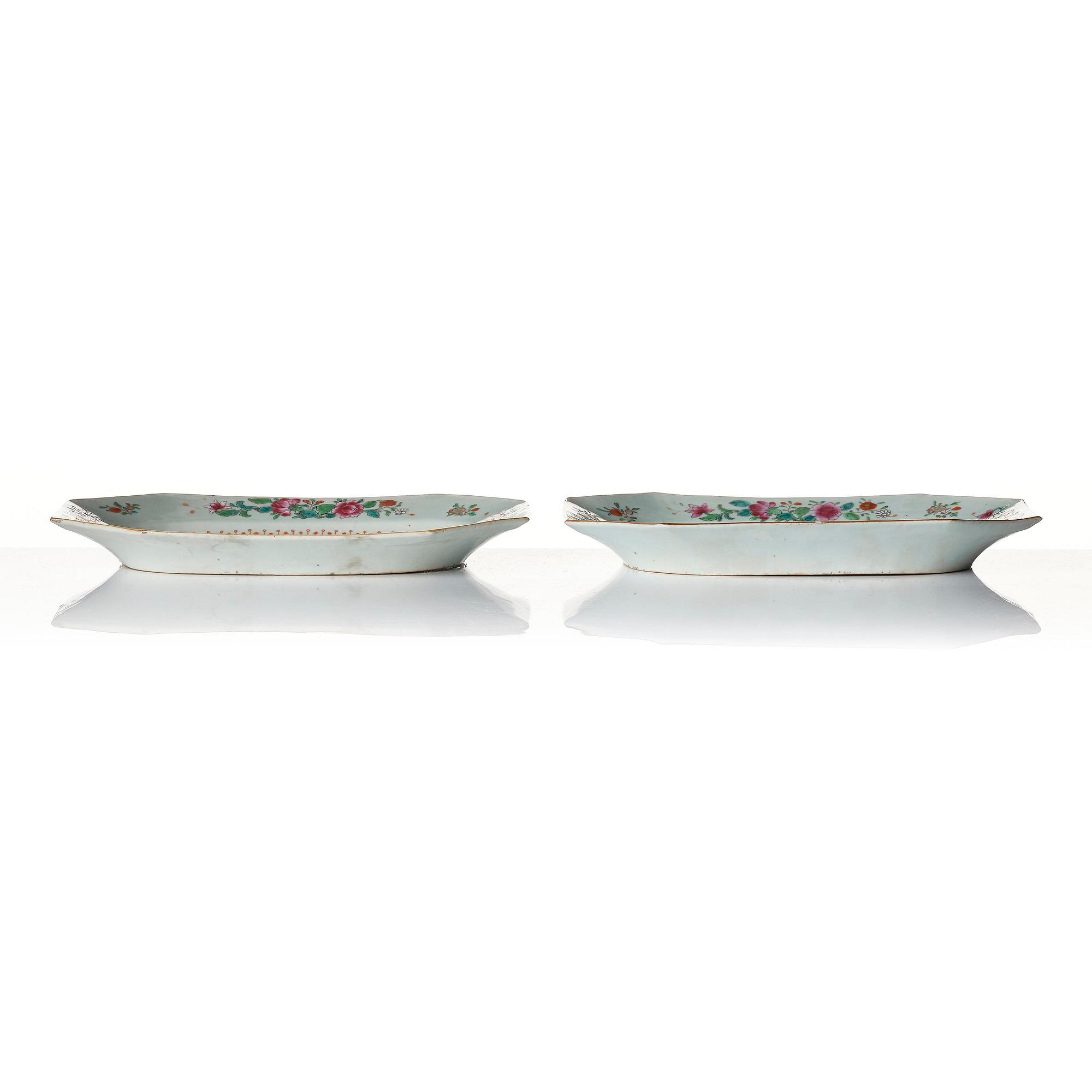 A pair of famille rose serving dishes, Qing dynasty, Qianlong (1736-95).