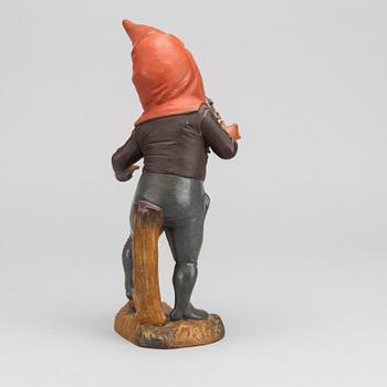 A German painted terracotta gnome early 1900's.