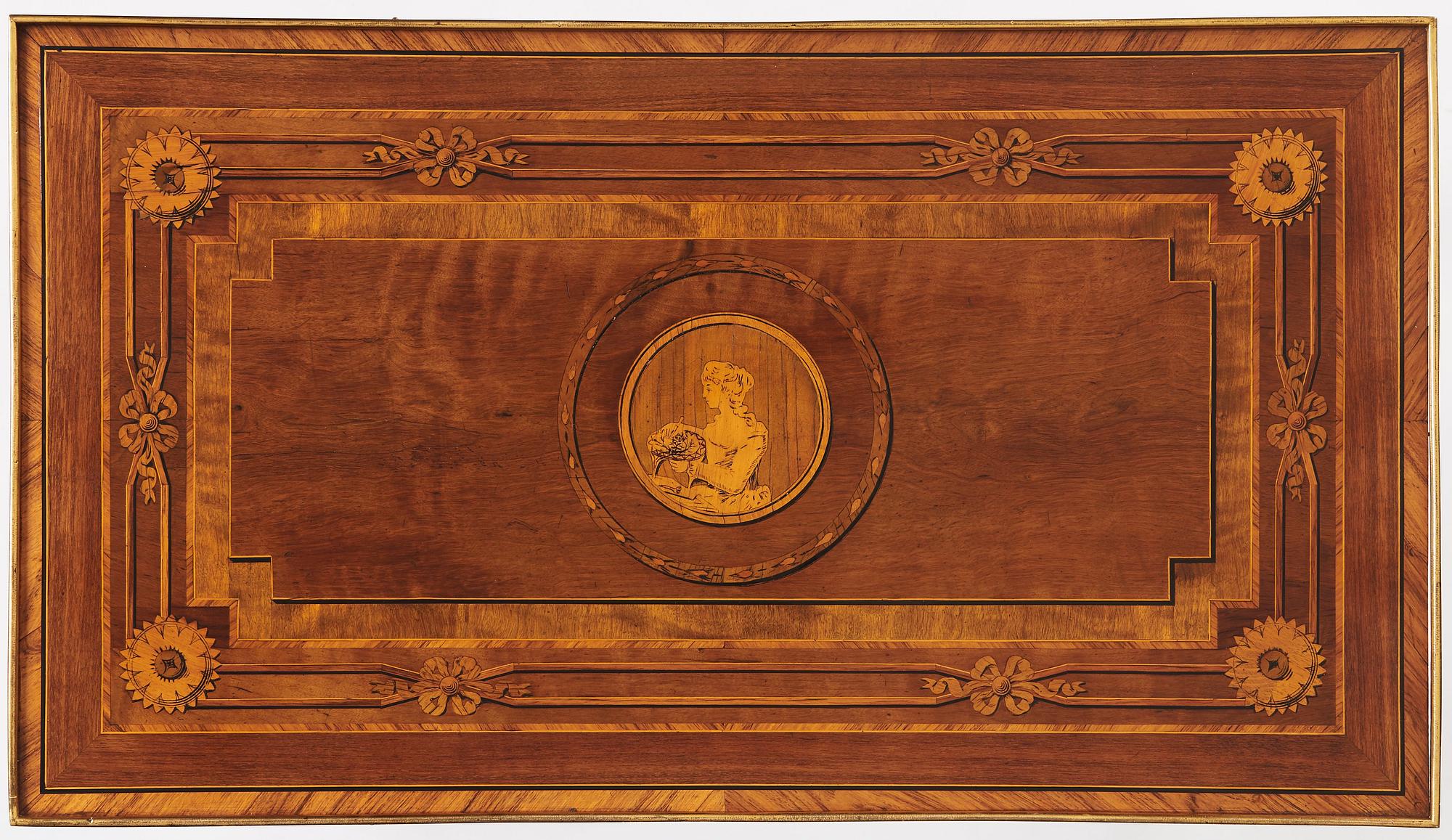 A Gustavian table by G Haupt (master in Stockholm 1770-1784), signed and dated 1781.