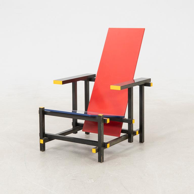 Gerrit Rietveld, armchair, "Red and Blue Chair", Cassina, 20th century.