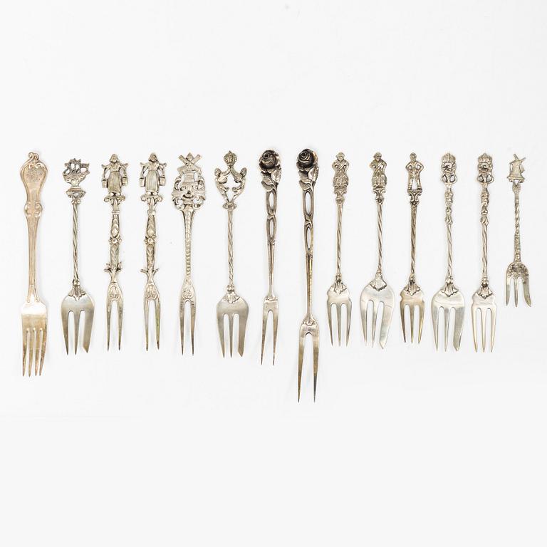 Cutlery, 30 pieces, silver, including Sweden, 19th century.