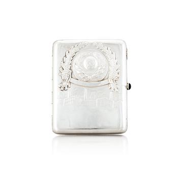 A Russian silver cigarette case, Moscow 1908-1917.