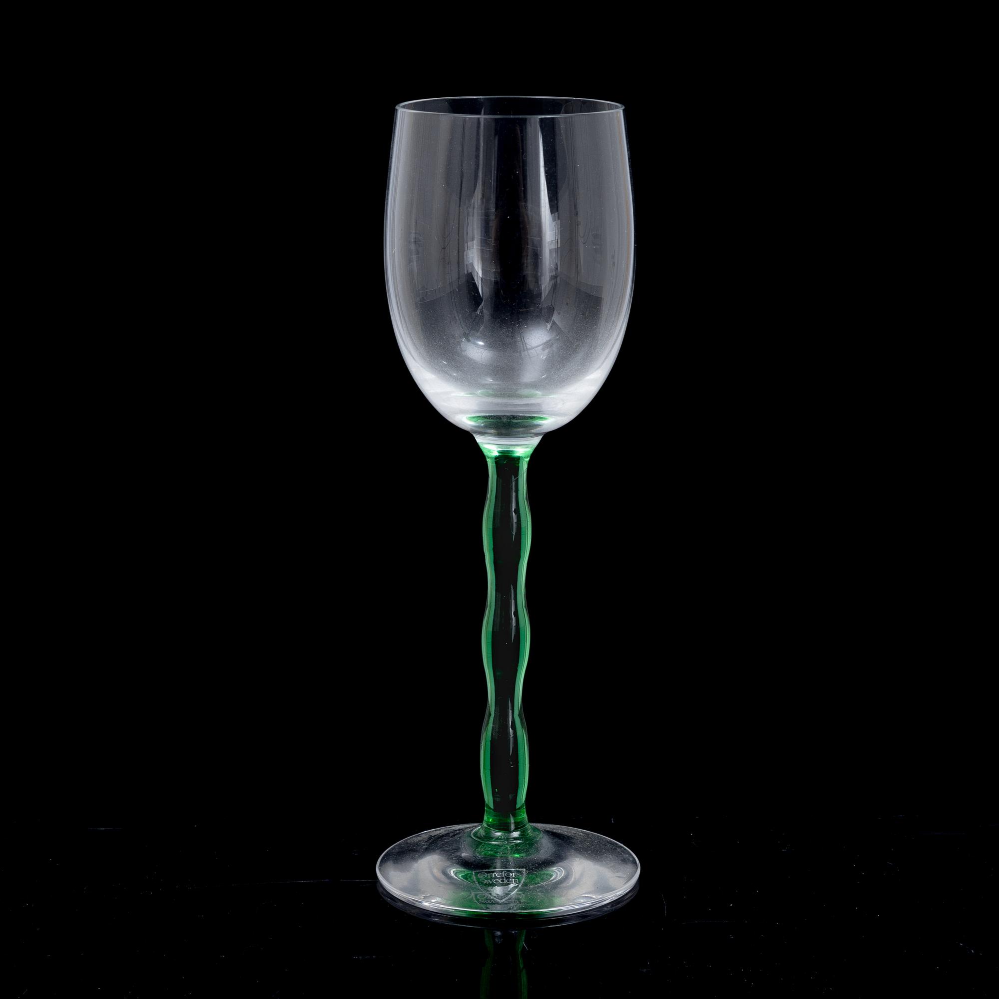 Gunnar Cyrén, vitvinsglas, 8 st, "Nobel", Orrefors.