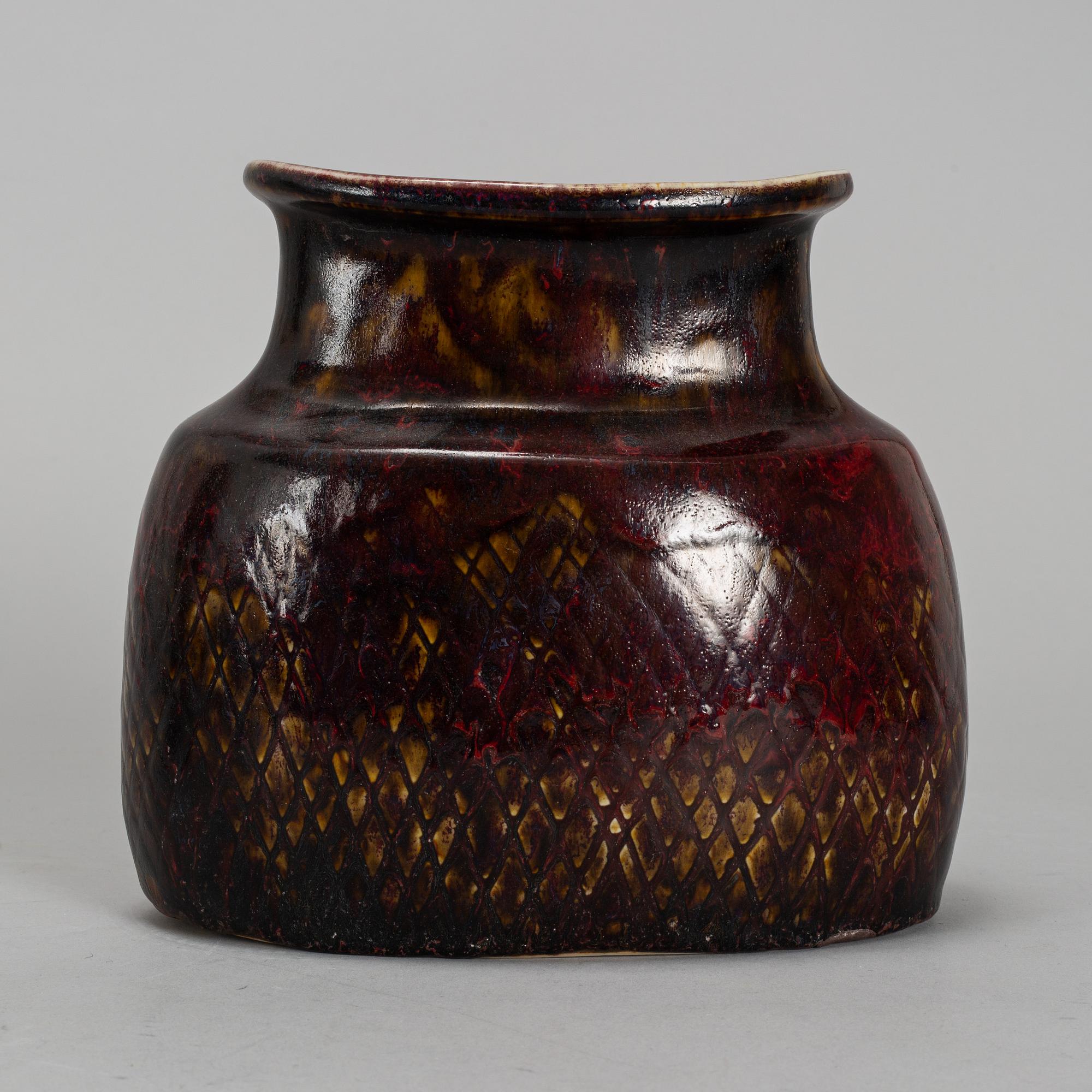 A Stig Lindberg stoneware vase, Gustavsberg studio.