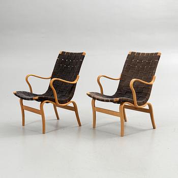 Bruno Mathsson, armchairs, a pair, "Eva", Bruno Mathsson International, Värnamo, second half of the 20th century.