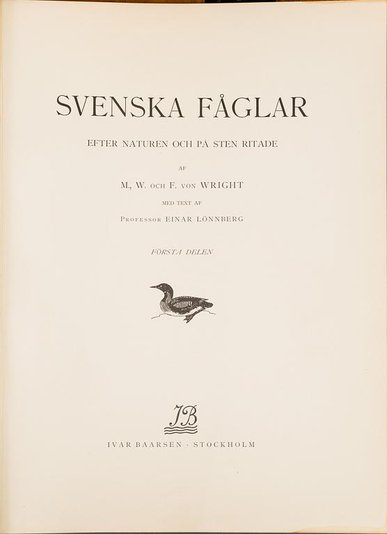 BOOKS: Svenska Fåglar, von Wright, 1924, three volumes.
