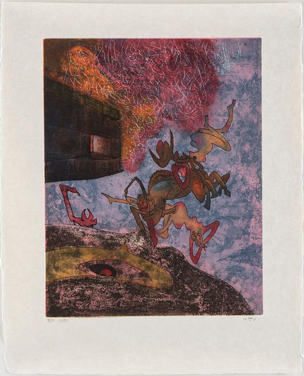 ROBERTO MATTA, Suite with 10 aquatints in colours, 1975, on Japon nacré paper.