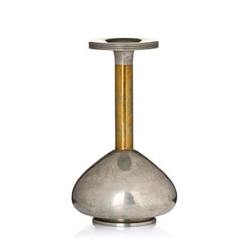 294. Sylvia Stave, a pewter and brass vase model 5557, C.G. Hallberg, Stockholm, 1933.