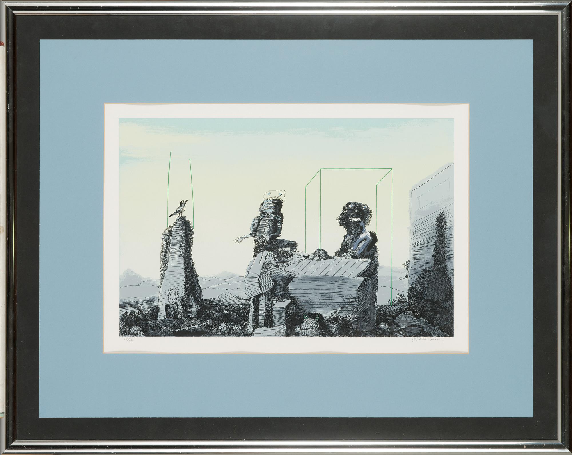 Juhani Linnovaara, litografi och serigrafi, signerad och numrerad 66/100.