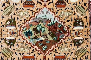 Rug, silk, figural, approx. 151 x 100 cm.