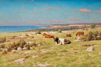 Johan Krouthén, Summer landscape with cows.