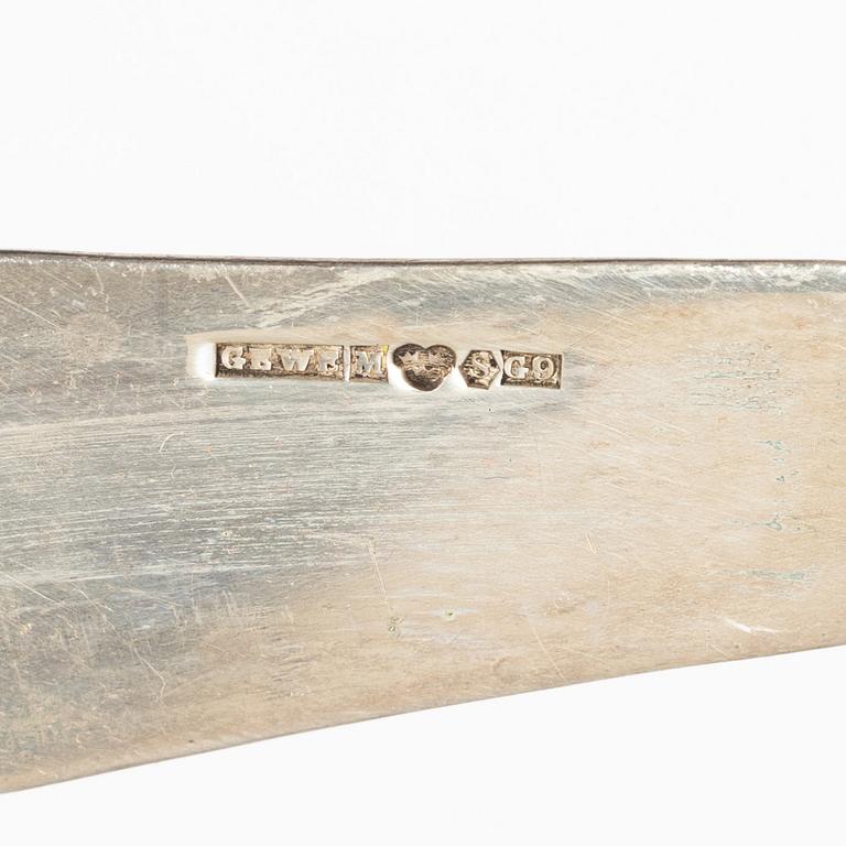 Serveringsbestick, 10 st, silver, bl a Otto Larsson, Landskrona 1920.