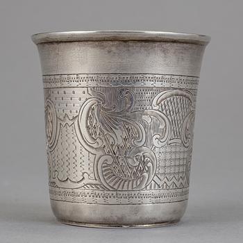 BÄGARE, silver, sannorlikt Moskva, Ryssland 1850. Totalvikt 46 g.