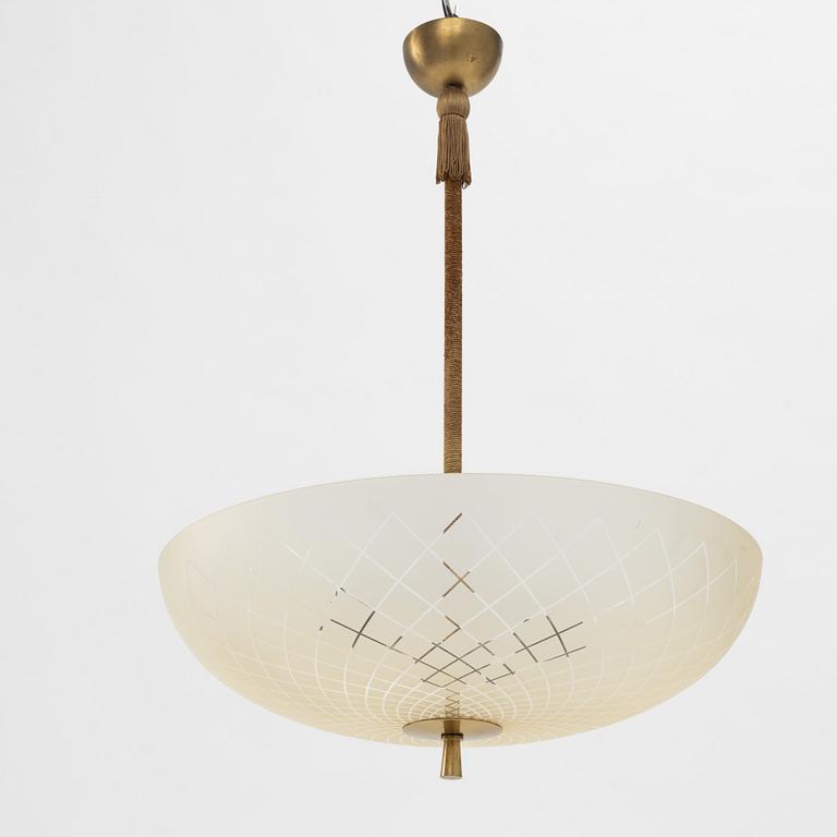 Taklampa, Swedish Modern, Orrefors, 1940-tal.