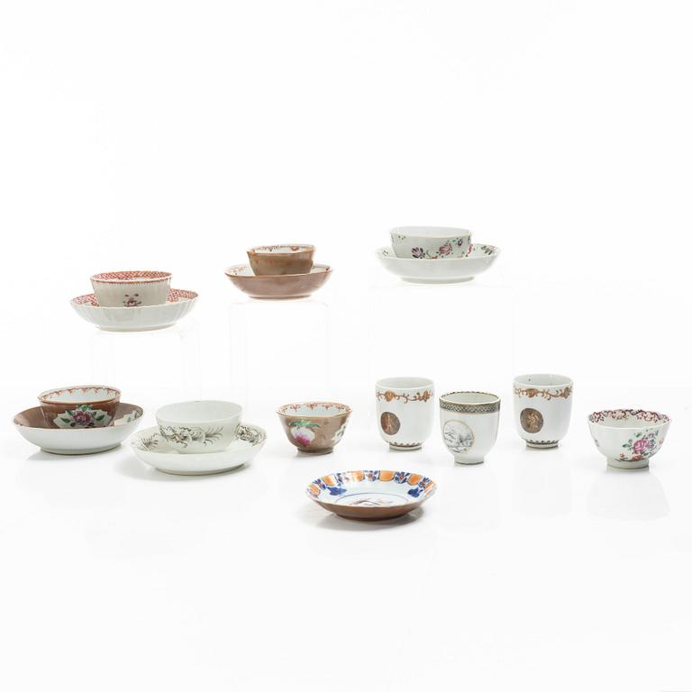 Parti koppar och fat, porslin, Kina, 1700-tal.