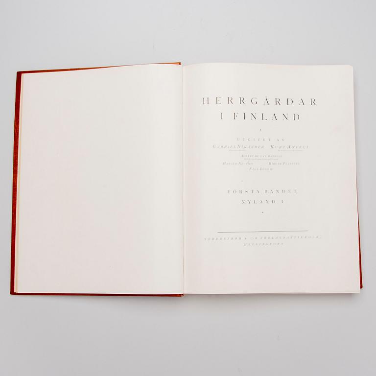 BOKVERK, vol. I-III och REGISTER, Herrgårdar i Finland, Söderstöms & Co Förlagsaktiebolag, Helsingfors 1928-30.