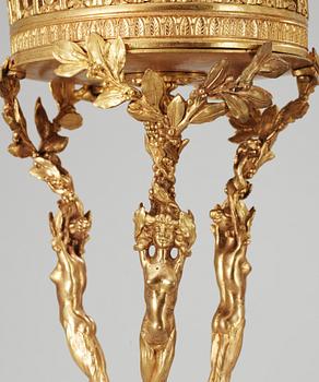 A centerpiece in bronz and glas, 19/20 th century.