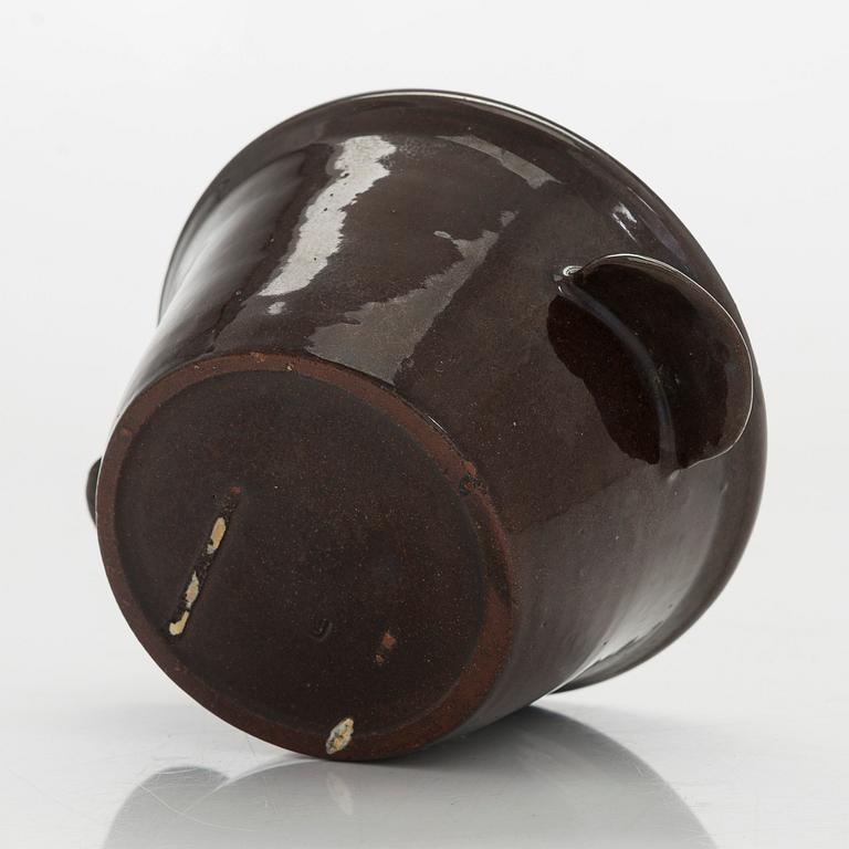 Marita Lybeck, plates, 2 pcs "Koto" and a bowl, red clay, signed ML KERA.