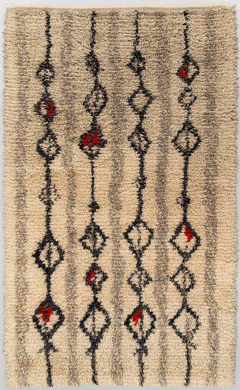 Maija Kolsi-Mäkelä, ryijy, malli Helmi Vuorelma Oy, Lahti. Noin 160 x 98 cm.