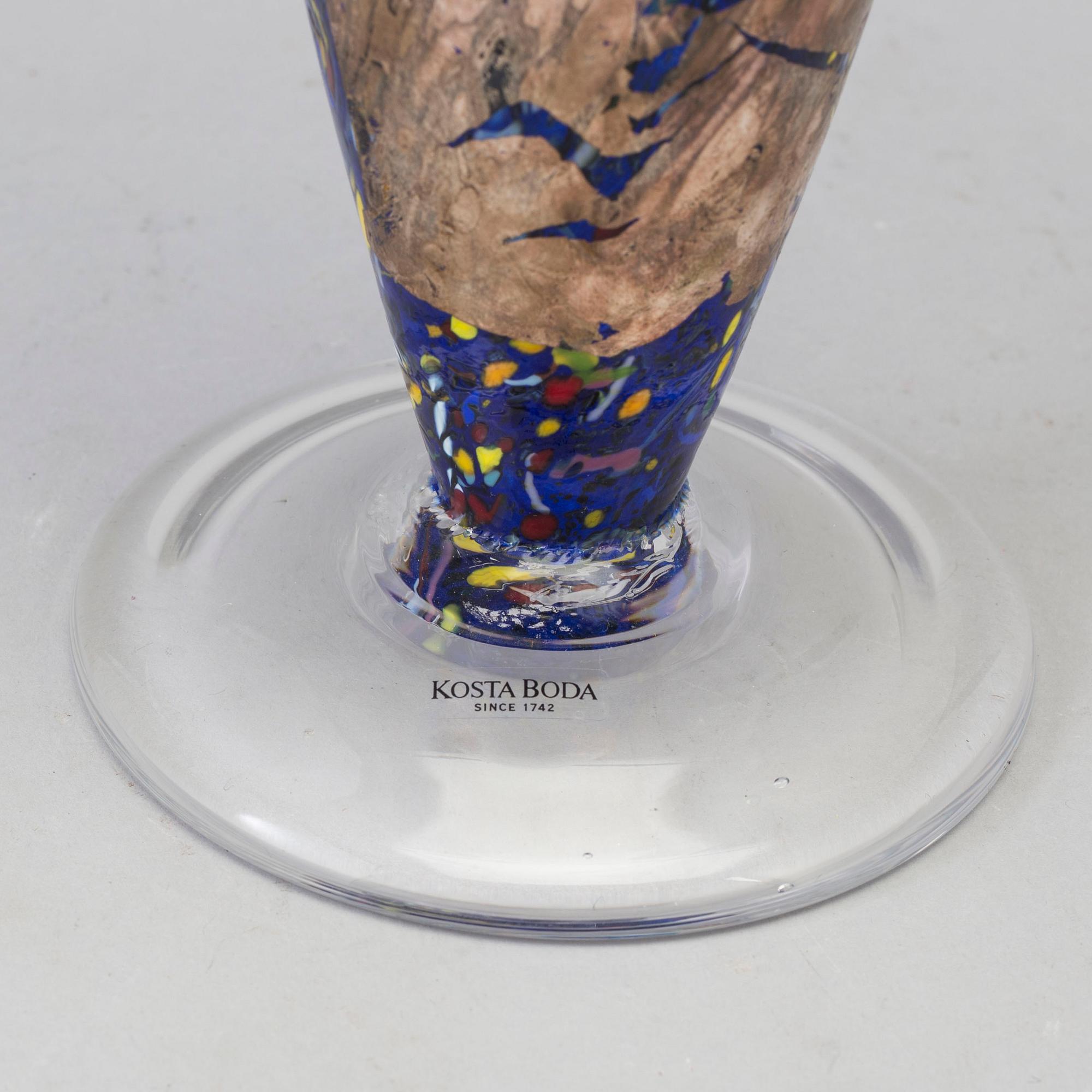 a glass vase for Kosta Boda Artist Collection, signed.