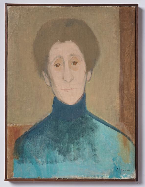 Vera Frisén, olja på uppfodrad duk, signerad.