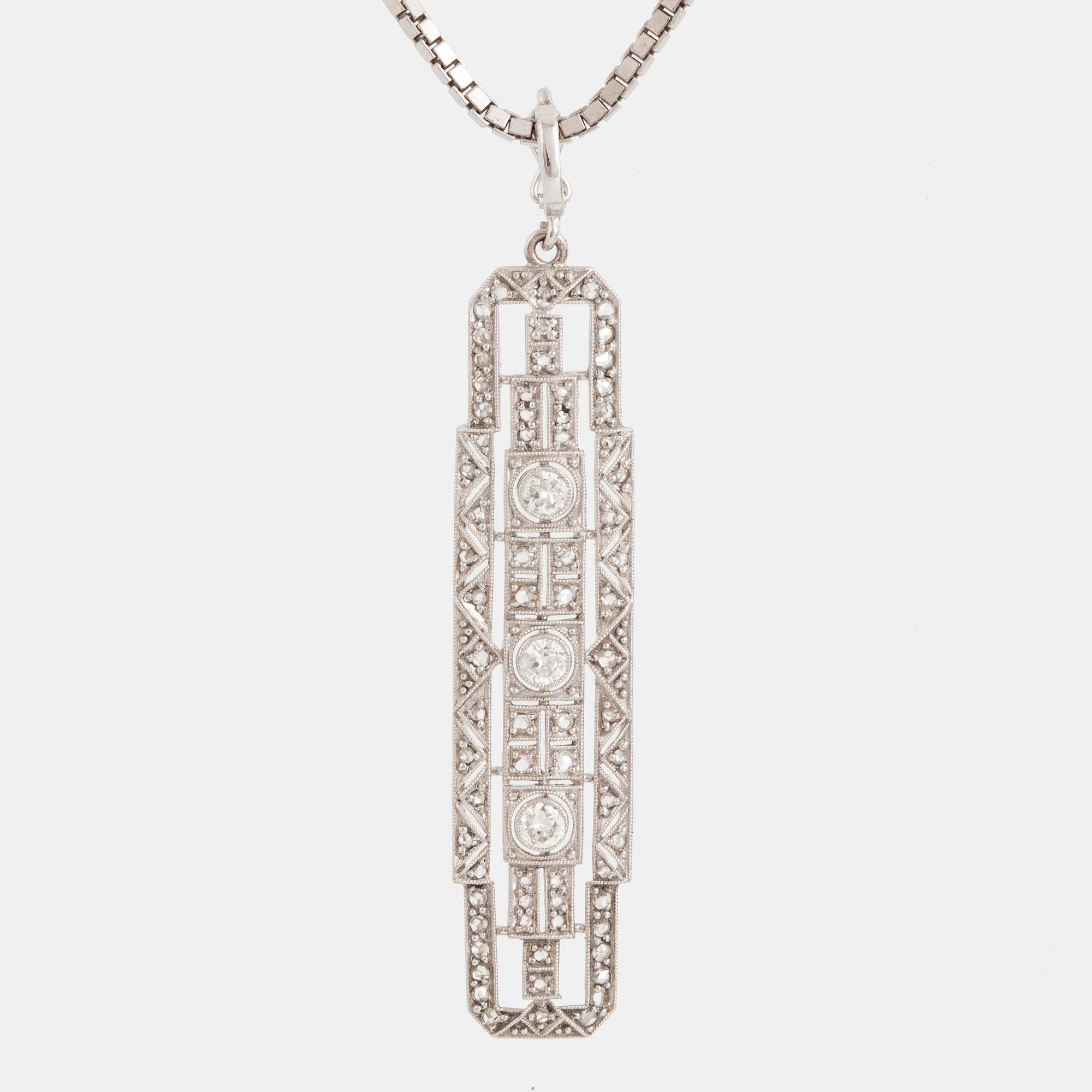 Hänge 18K vitguld med briljant- och rosenslipade diamanter.