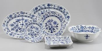 SERVISDELAR, 6 st, porslin, delvis Meissen, 1900-tal.