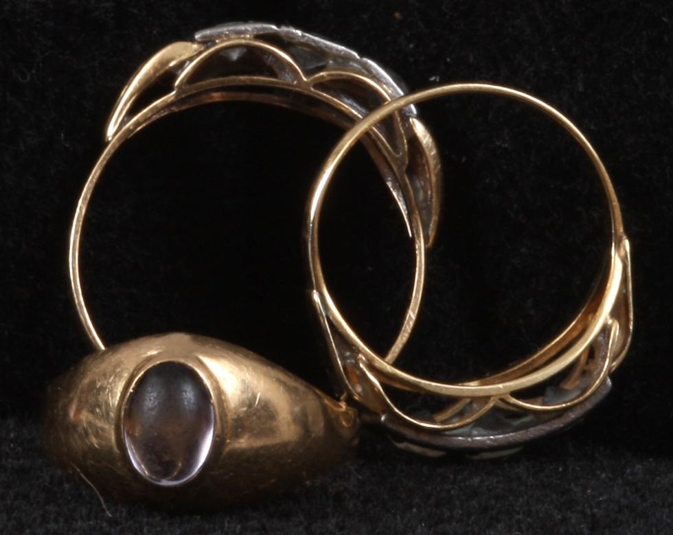 RINGAR, 3 st, 18 K guld, 1900-tal.