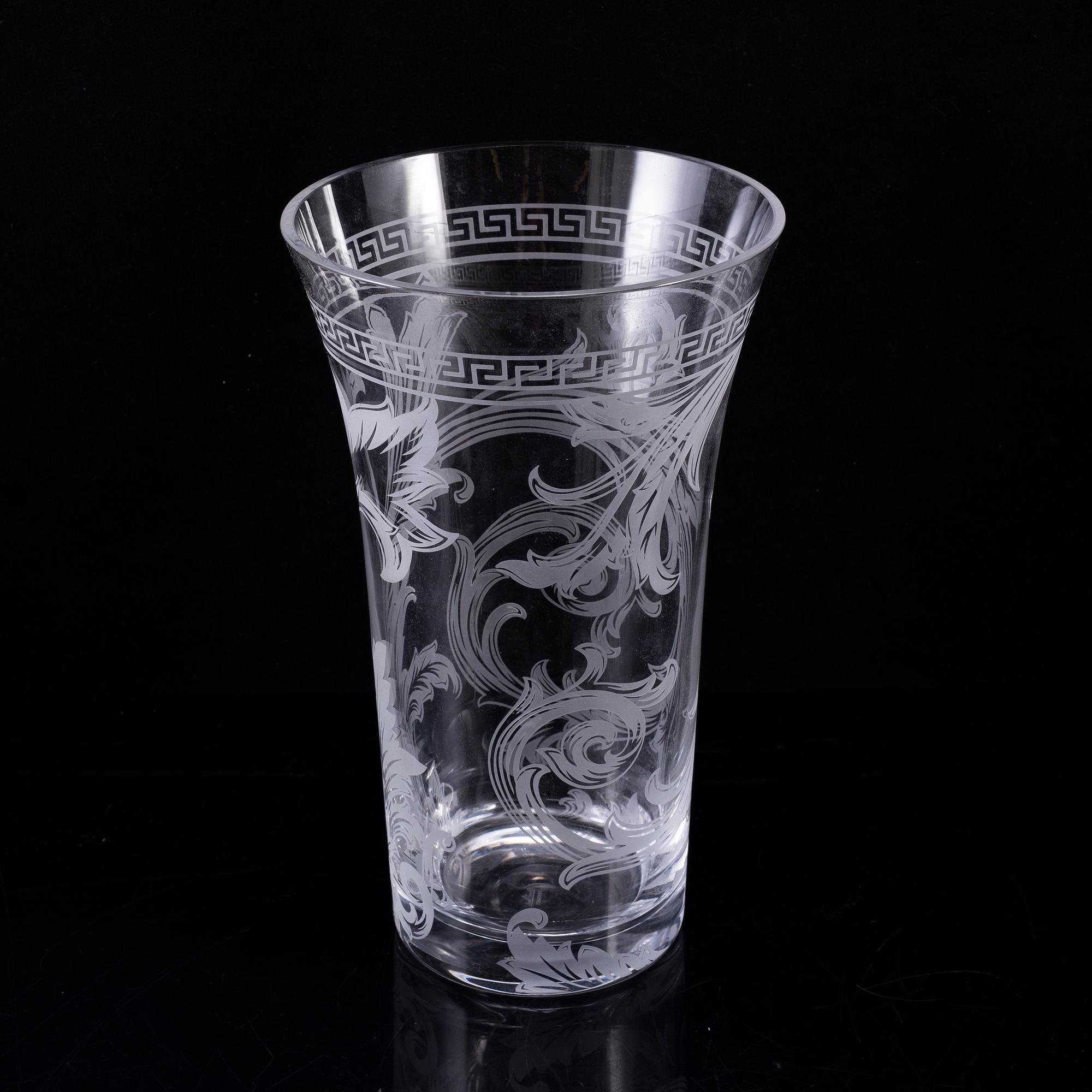 A glass vase 'Arabesque' by Versace for Rosenthal, Germany.