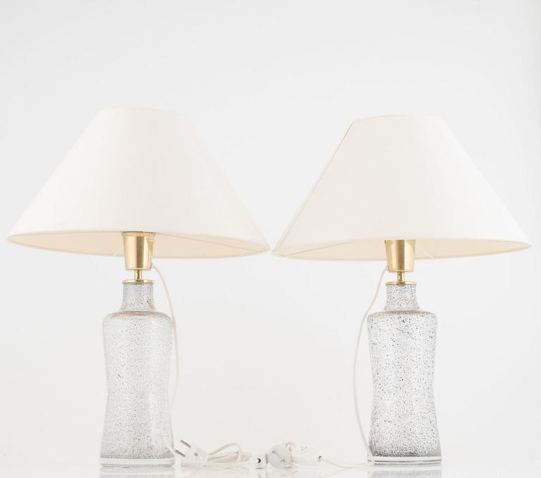 Bengt Orup, a pair of glass table lamps, Hyllinge, 1960s.