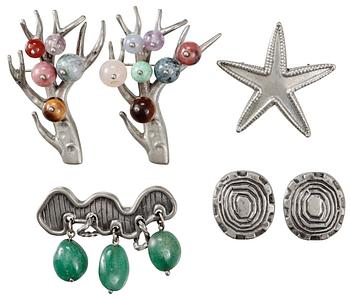 402. Estrid Ericson, An Estrid Ericson set of 5 pieces of pewter jewelry, designed for Svenskt Tenn, 1950's.