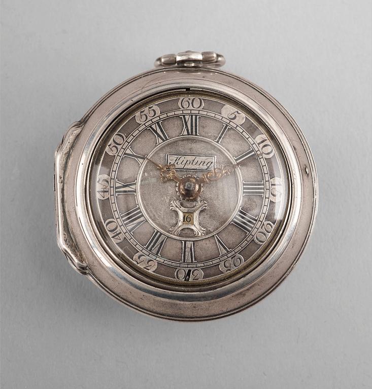 A silver pocket watch, Kipling, London 18th century.