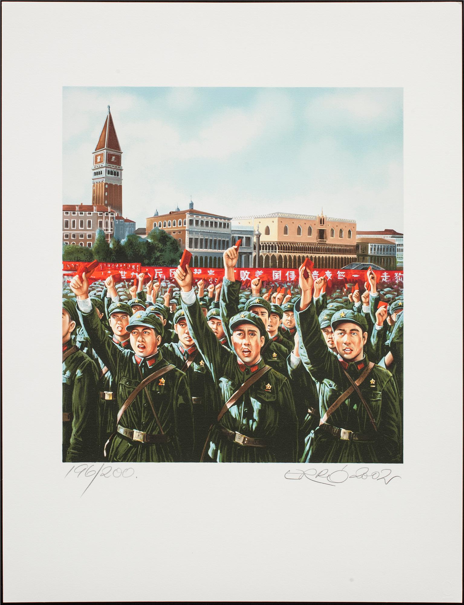 GUDMUNDUR ERRÓ, färglitografi, signerad och numrerad 196/200, daterad 2002.