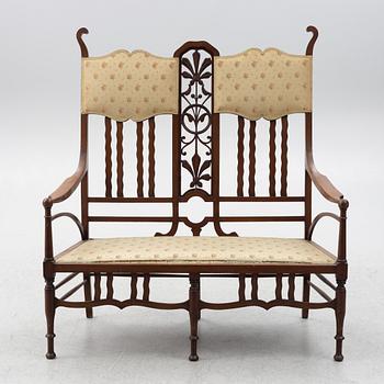 Soffa, 2 karmstolar, stol, jugend, omkring år 1900.