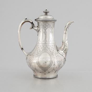 Edward & John Barnard, a sterling silver coffee pot, London, England 1862.