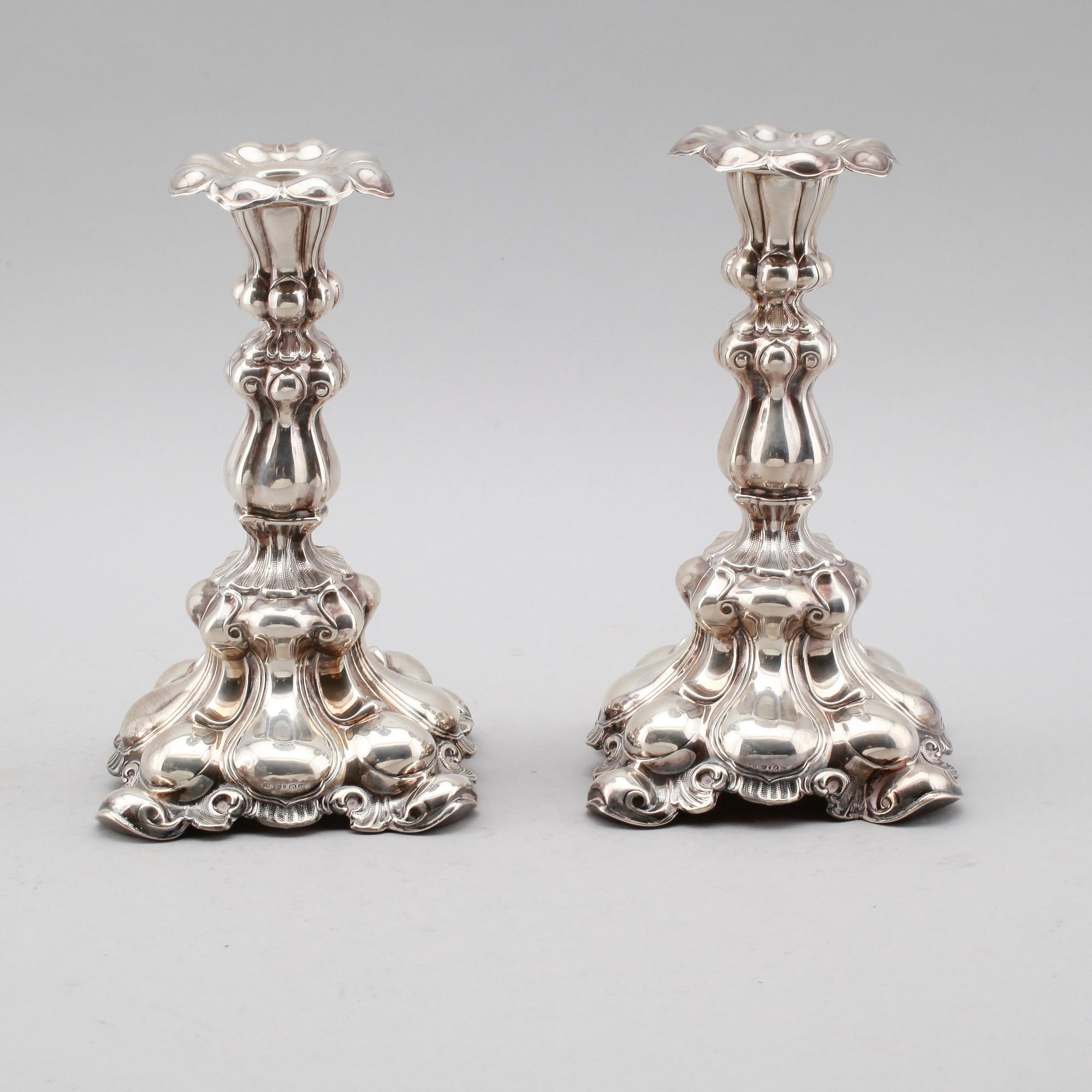 LJUSSTAKAR, 1 par, silver, CG Hallberg, Stockholm 1936.