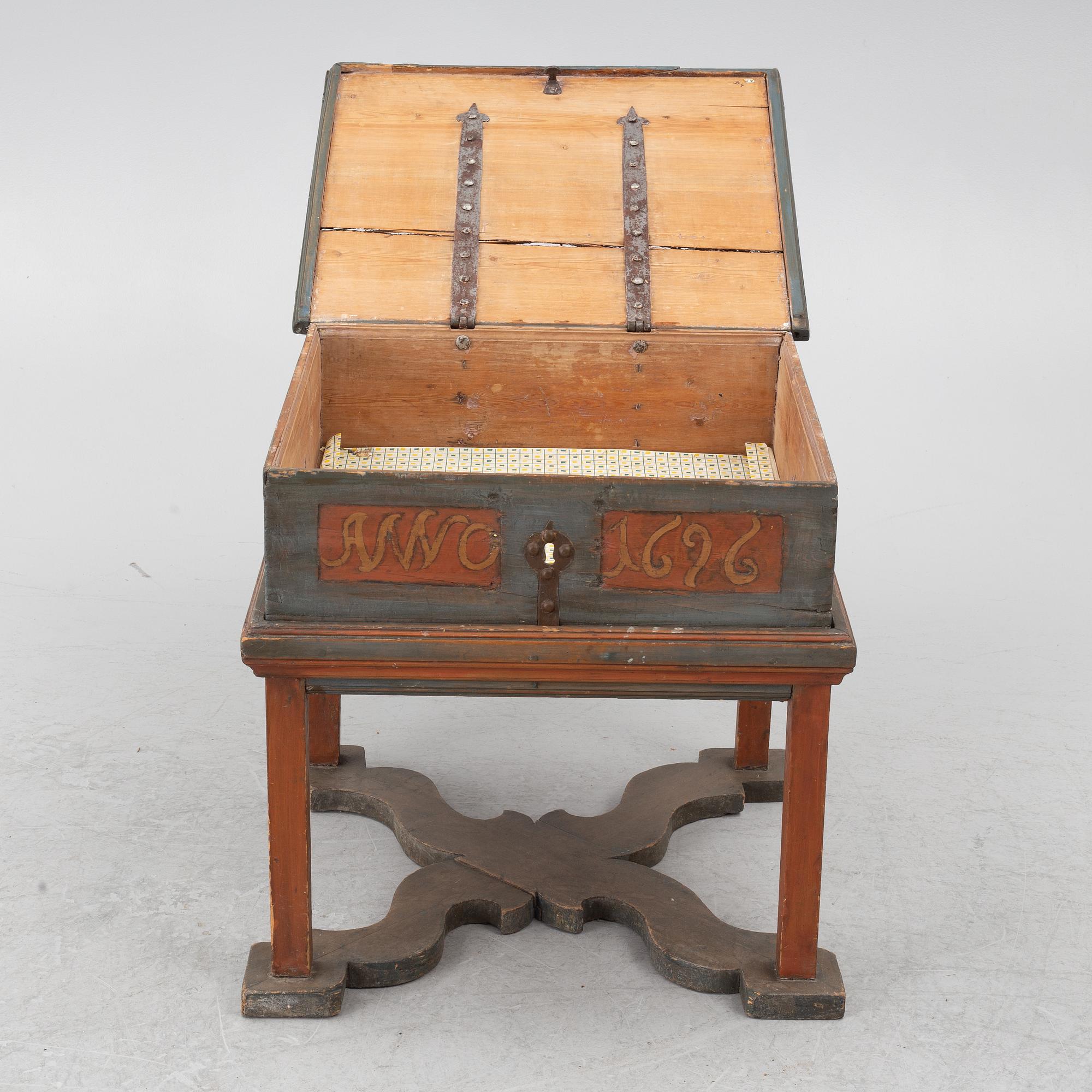 Nattlåda, allmoge, 1600-/1700-tal, daterad 1693.