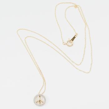 HÄNGE MED KEDJA, 10K guld och diamanter tot ca 0.10 ct.